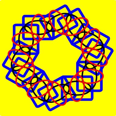 Kırmızı mavi çiçek mandala klonlama şekli geometrik şekil ikonu tasarımı grafiği