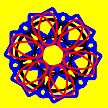 Kırmızı mavi çiçek mandala klonlama şekli geometrik şekil ikonu tasarımı grafiği
