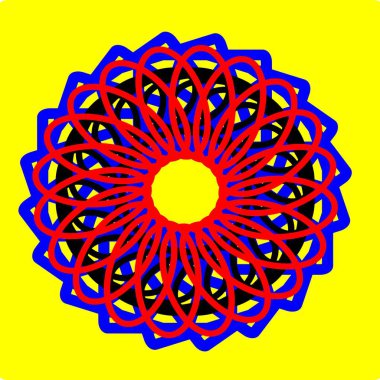 Kırmızı mavi çiçek mandala klonlama şekli geometrik şekil ikonu tasarımı grafiği