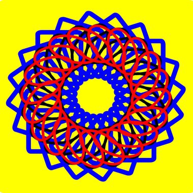 Kırmızı mavi çiçek mandala klonlama şekli geometrik şekil ikonu tasarımı grafiği