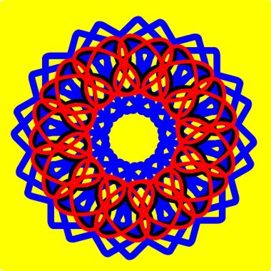 Kırmızı mavi çiçek mandala klonlama şekli geometrik şekil ikonu tasarımı grafiği