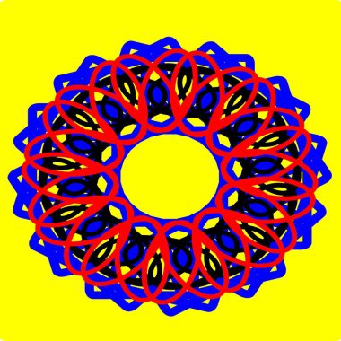 Kırmızı mavi çiçek mandala klonlama şekli geometrik şekil ikonu tasarımı grafiği