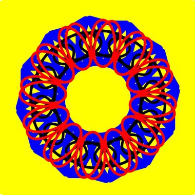 Kırmızı mavi çiçek mandala klonlama şekli geometrik şekil ikonu tasarımı grafiği