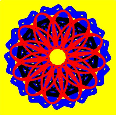 Kırmızı mavi çiçek mandala klonlama şekli geometrik şekil ikonu tasarımı grafiği