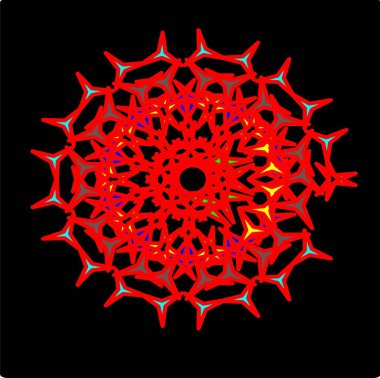 Kırmızı mavi çiçek mandala klonlama şekli geometrik şekil ikonu tasarımı grafiği