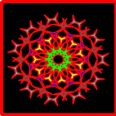 Kırmızı mavi çiçek mandala klonlama şekli geometrik şekil ikonu tasarımı grafiği