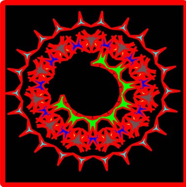 Kırmızı mavi çiçek mandala klonlama şekli geometrik şekil ikonu tasarımı grafiği
