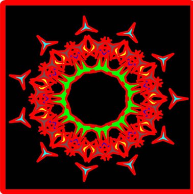 Kırmızı mavi çiçek mandala klonlama şekli geometrik şekil ikonu tasarımı grafiği