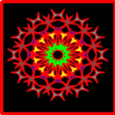 Kırmızı mavi çiçek mandala klonlama şekli geometrik şekil ikonu tasarımı grafiği