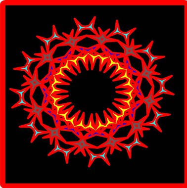 Kırmızı mavi çiçek mandala klonlama şekli geometrik şekil ikonu tasarımı grafiği