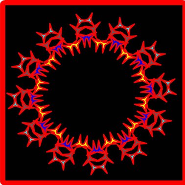 Kırmızı mavi çiçek mandala klonlama şekli geometrik şekil ikonu tasarımı grafiği