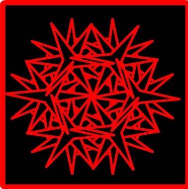 Kırmızı mavi çiçek mandala klonlama şekli geometrik şekil ikonu tasarımı grafiği