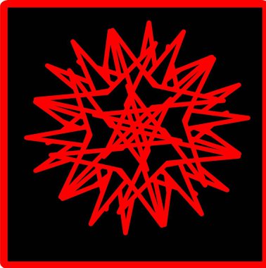 Kırmızı mavi çiçek mandala klonlama şekli geometrik şekil ikonu tasarımı grafiği