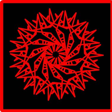 Kırmızı mavi çiçek mandala klonlama şekli geometrik şekil ikonu tasarımı grafiği