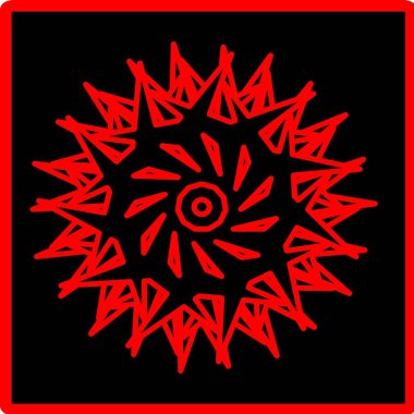 Kırmızı mavi çiçek mandala klonlama şekli geometrik şekil ikonu tasarımı grafiği