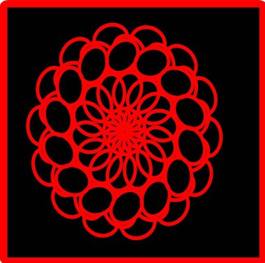 Kırmızı mavi çiçek mandala klonlama şekli geometrik şekil ikonu tasarımı grafiği