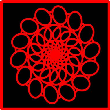 Kırmızı mavi çiçek mandala klonlama şekli geometrik şekil ikonu tasarımı grafiği