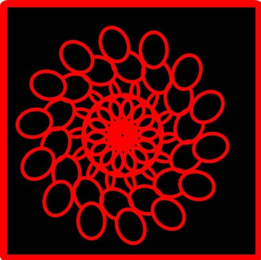 Kırmızı mavi çiçek mandala klonlama şekli geometrik şekil ikonu tasarımı grafiği