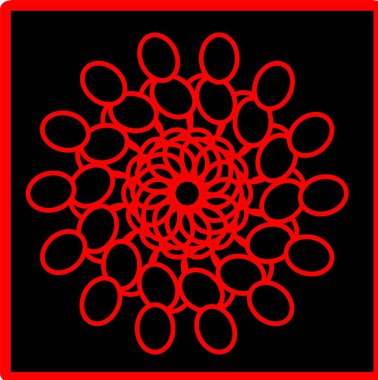 Kırmızı mavi çiçek mandala klonlama şekli geometrik şekil ikonu tasarımı grafiği