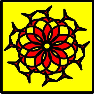 Kırmızı mavi çiçek mandala klonlama şekli geometrik şekil ikonu tasarımı grafiği