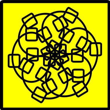 Kırmızı mavi çiçek mandala klonlama şekli geometrik şekil ikonu tasarımı grafiği