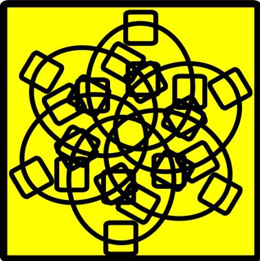 Kırmızı mavi çiçek mandala klonlama şekli geometrik şekil ikonu tasarımı grafiği