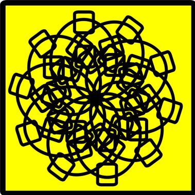 Kırmızı mavi çiçek mandala klonlama şekli geometrik şekil ikonu tasarımı grafiği