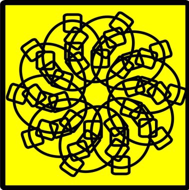 Kırmızı mavi çiçek mandala klonlama şekli geometrik şekil ikonu tasarımı grafiği