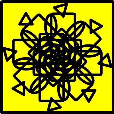 Kırmızı mavi çiçek mandala klonlama şekli geometrik şekil ikonu tasarımı grafiği