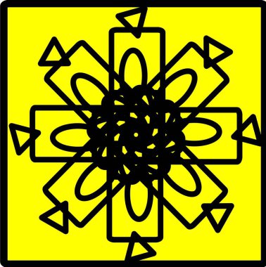 Kırmızı mavi çiçek mandala klonlama şekli geometrik şekil ikonu tasarımı grafiği