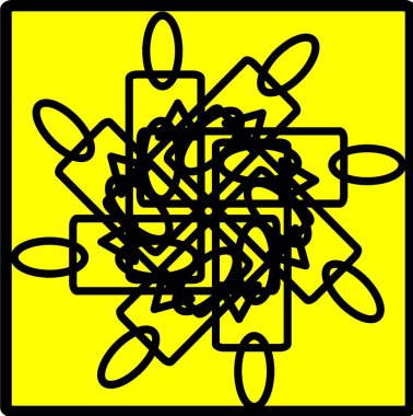 Kırmızı mavi çiçek mandala klonlama şekli geometrik şekil ikonu tasarımı grafiği