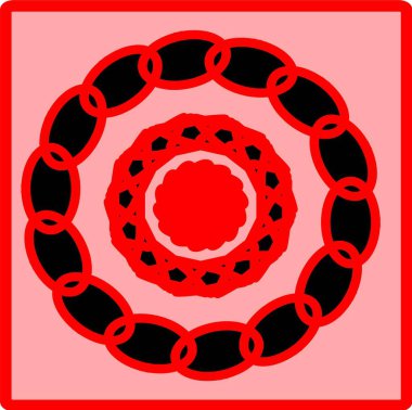 Kırmızı mavi çiçek mandala klonlama şekli geometrik şekil ikonu tasarımı grafiği