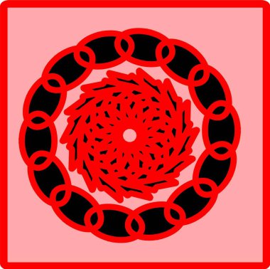 Kırmızı mavi çiçek mandala klonlama şekli geometrik şekil ikonu tasarımı grafiği