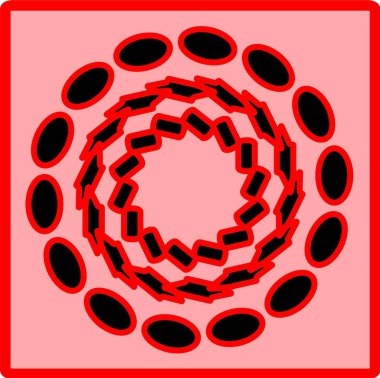 Kırmızı mavi çiçek mandala klonlama şekli geometrik şekil ikonu tasarımı grafiği