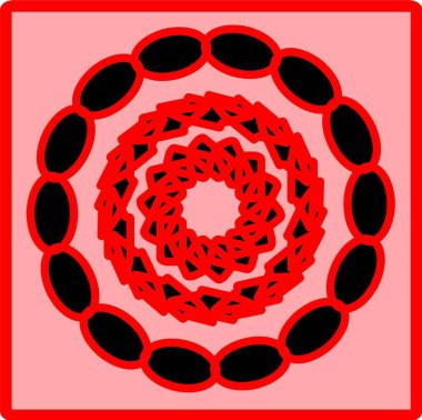 Kırmızı mavi çiçek mandala klonlama şekli geometrik şekil ikonu tasarımı grafiği