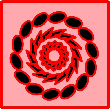 Kırmızı mavi çiçek mandala klonlama şekli geometrik şekil ikonu tasarımı grafiği