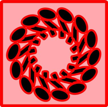 Kırmızı mavi çiçek mandala klonlama şekli geometrik şekil ikonu tasarımı grafiği