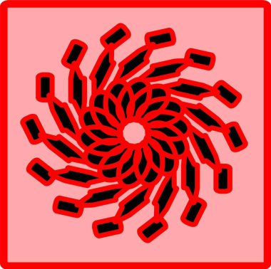 Kırmızı mavi çiçek mandala klonlama şekli geometrik şekil ikonu tasarımı grafiği