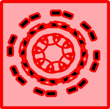 Kırmızı mavi çiçek mandala klonlama şekli geometrik şekil ikonu tasarımı grafiği