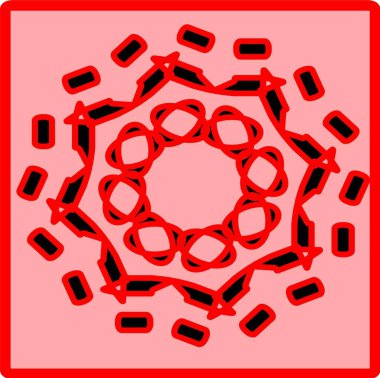 Kırmızı mavi çiçek mandala klonlama şekli geometrik şekil ikonu tasarımı grafiği