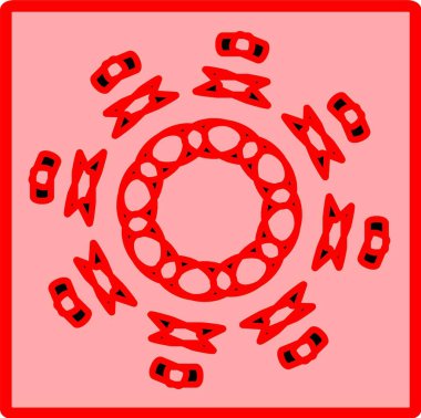 Kırmızı mavi çiçek mandala klonlama şekli geometrik şekil ikonu tasarımı grafiği