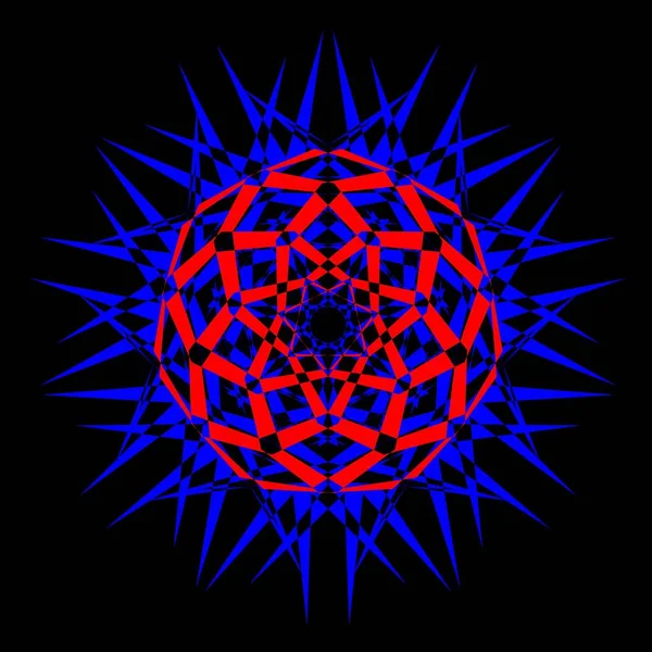 Kırmızı mavi çiçek mandala klonlama şekli geometrik şekil ikonu tasarımı grafiği