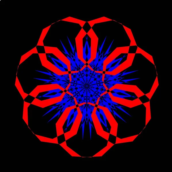 Kırmızı mavi çiçek mandala klonlama şekli geometrik şekil ikonu tasarımı grafiği
