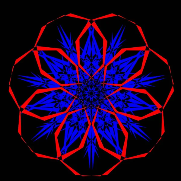 Kırmızı mavi çiçek mandala klonlama şekli geometrik şekil ikonu tasarımı grafiği