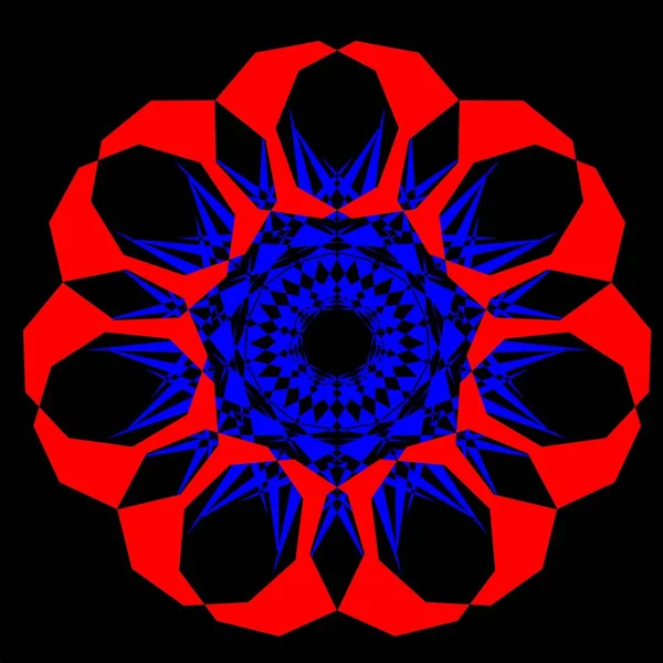 Kırmızı mavi çiçek mandala klonlama şekli geometrik şekil ikonu tasarımı grafiği