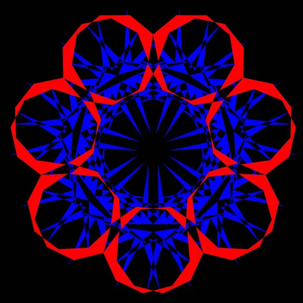 Kırmızı mavi çiçek mandala klonlama şekli geometrik şekil ikonu tasarımı grafiği