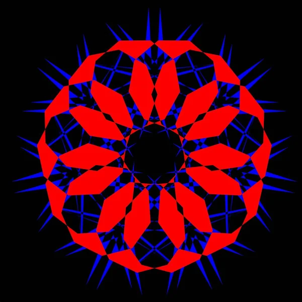 Kırmızı mavi çiçek mandala klonlama şekli geometrik şekil ikonu tasarımı grafiği