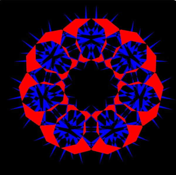 Kırmızı mavi çiçek mandala klonlama şekli geometrik şekil ikonu tasarımı grafiği