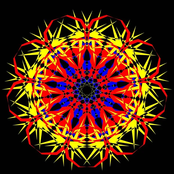 Kırmızı mavi çiçek mandala klonlama şekli geometrik şekil ikonu tasarımı grafiği