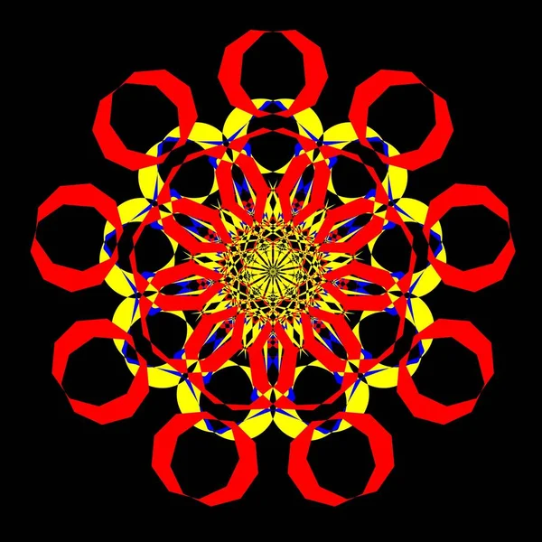 Kırmızı mavi çiçek mandala klonlama şekli geometrik şekil ikonu tasarımı grafiği